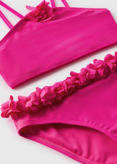 Girls Pink Corsage Bikini (6-13yrs)