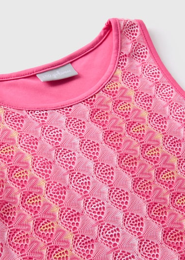 Girls Pink Lace Vest Top (7-15yrs)