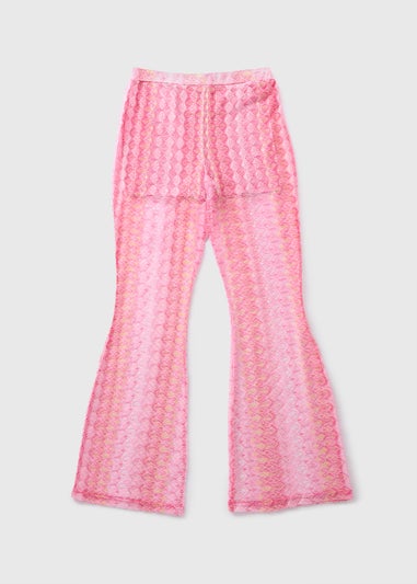 Girls Pink Lace Flares (7-15yrs)