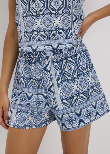 Blue Co Ord Aztec Shorts