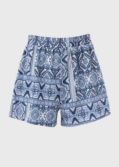 Blue Co Ord Aztec Shorts