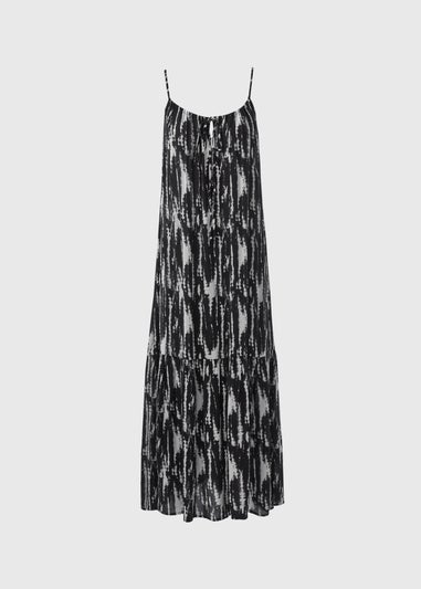 Black Printed Tiered Cami Dress