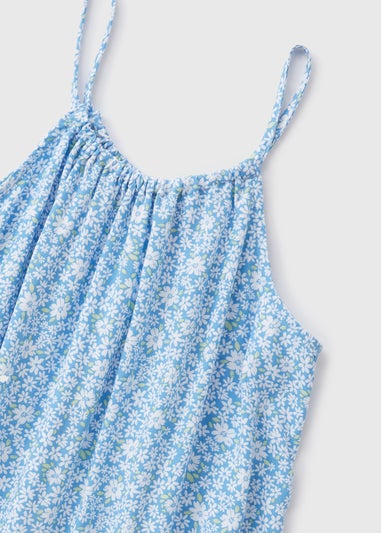 Girls Blue Floral Dress (7-13yrs)