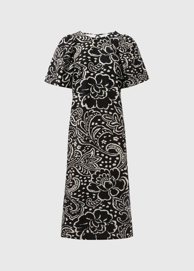 Et Vous Black Floral Puff Sleeve Midi Dress