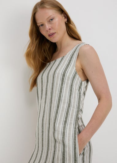 White Stripe Linen Mini Dress