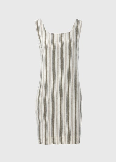 White Stripe Linen Mini Dress