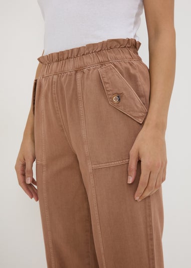 Brown Cotton Paperbag Trousers