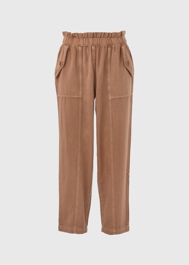 Brown Cotton Paperbag Trousers