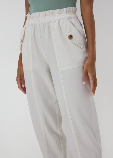 White Cotton Straight Leg Trousers