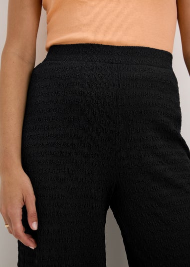 Black Textured Crop Trousers