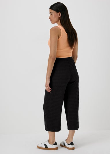 Black Textured Crop Trousers