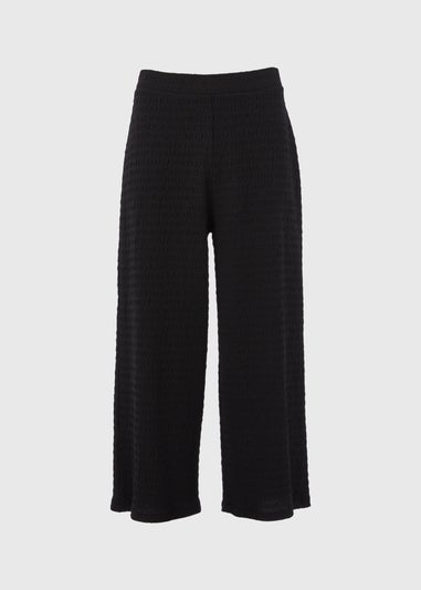 Black Textured Crop Trousers