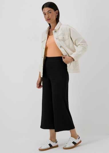 Black Textured Crop Trousers