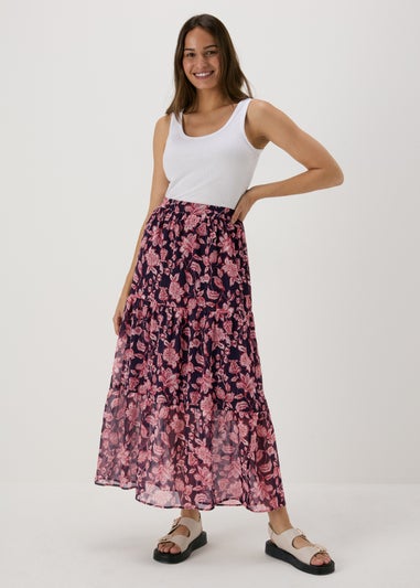 Et Vous Navy Floral Maxi Skirt