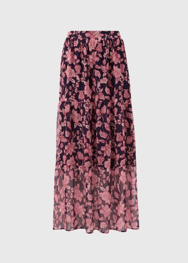 Et Vous Navy Floral Maxi Skirt