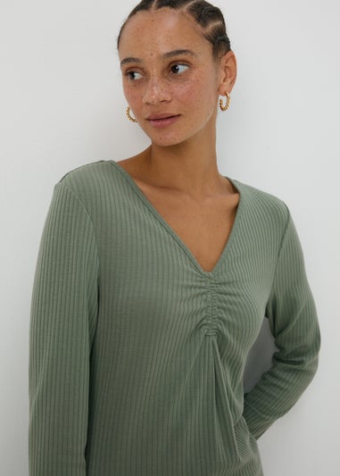 Green Ruched Front Top