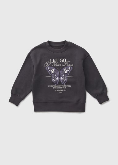 Girls Charcoal Butterfly Sweatshirt (7-15yrs)