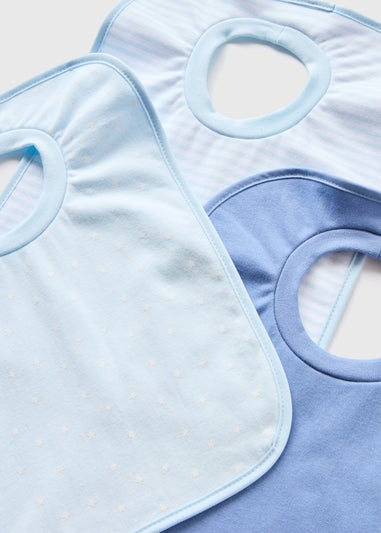 3 Pack Baby Blue Patterned Bibs