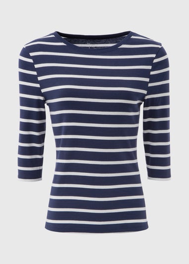 Navy Stripe 3/4 Sleeve T-Shirt