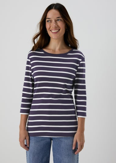 Navy Stripe 3/4 Sleeve T-Shirt