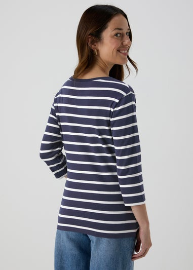 Navy Stripe 3/4 Sleeve T-Shirt