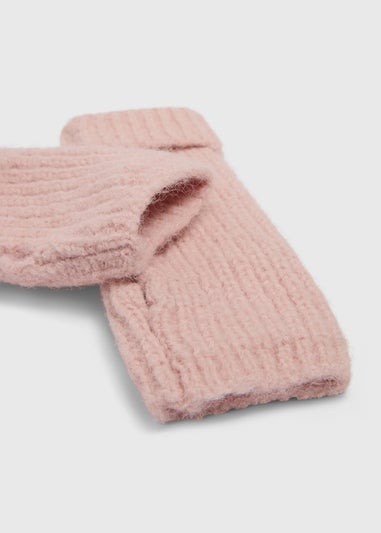 Pink Ribbed Gloves