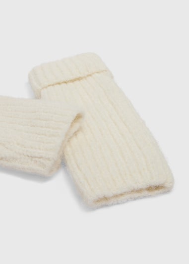 Cream Ribbed Gloves