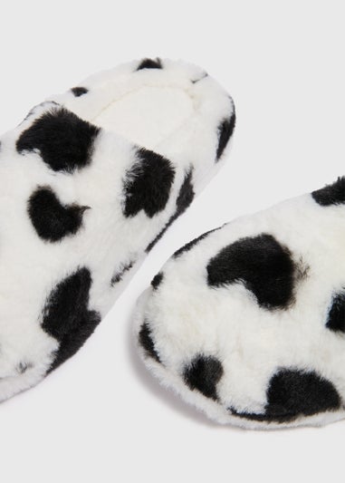 White Heart Print Slippers