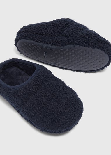 Kids Navy Borg Mule Slippers (Younger 10-Older 6)