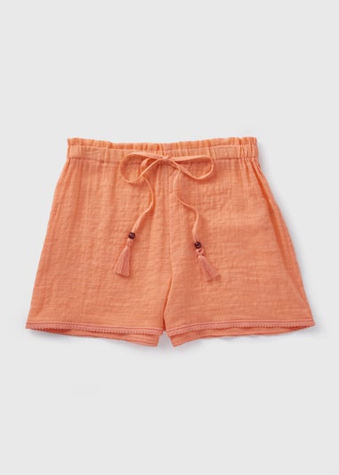 Orange Co Ord Tie Waisted Shorts