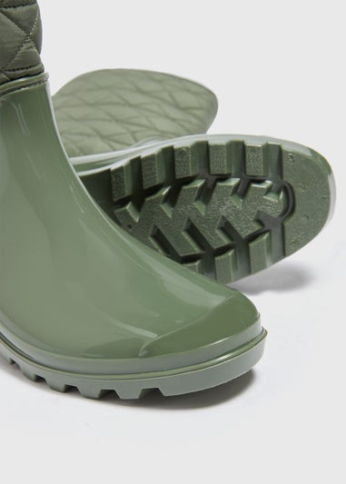 Khaki Quilted Wellies