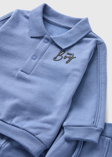 Baby Blue Mama's Boy Polo & Joggers Set (Newborn-23mths)