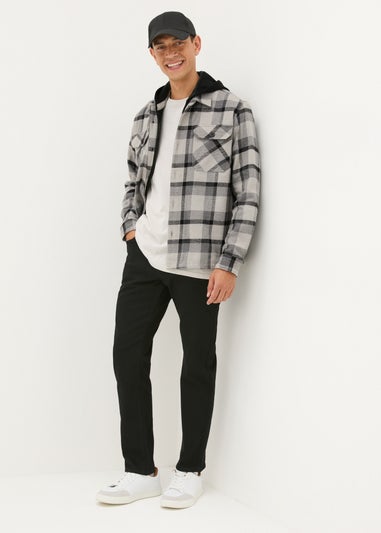 Charcoal Check Hooded Shacket