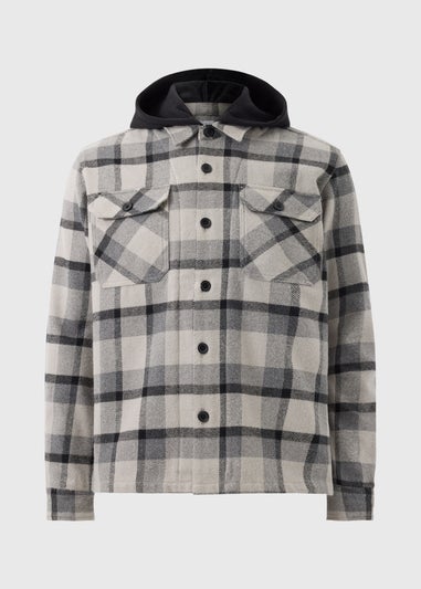 Charcoal Check Hooded Shacket