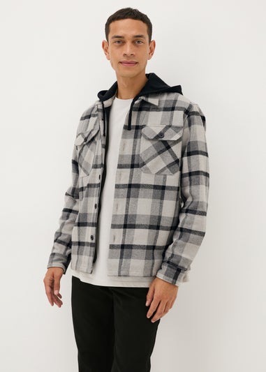 Charcoal Check Hooded Shacket