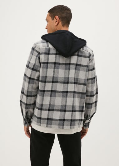 Charcoal Check Hooded Shacket