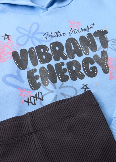 Girls Blue Vibrant Energy Hoodie & Flares Set (7-15yrs)