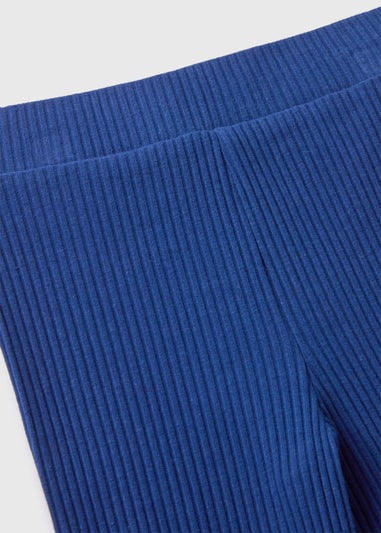 Blue Ribbed Leggings (7-15yrs)