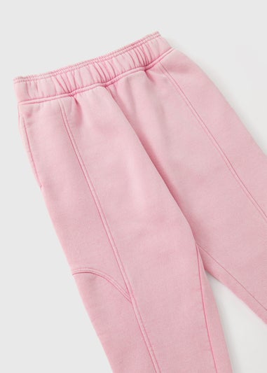 Girls Pink Acid Wash Jogging Bottoms (7-15yrs)