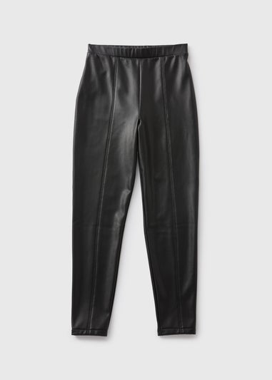 Girls Black Faux Leather Leggings (7-15yrs)