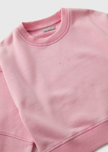 Girls Pink Acid Wash Sweatshirt (7-15yrs)