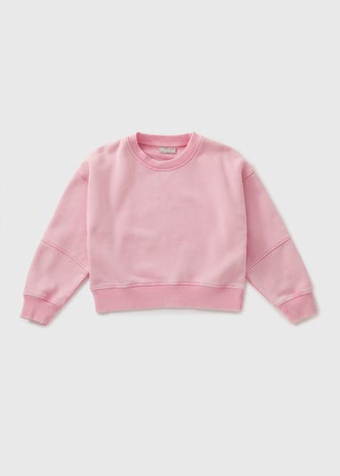 Girls Pink Acid Wash Sweatshirt (7-15yrs)