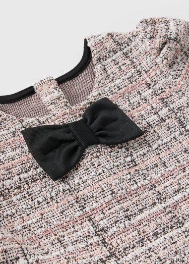 Girls Pink Boucle Bow Dress (1-7yrs)