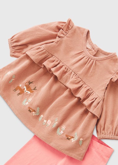 Girls Taupe Autumn Top & Leggings Set (Newborn-23mths)