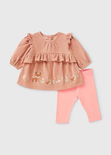 Girls Taupe Autumn Top & Leggings Set (Newborn-23mths)