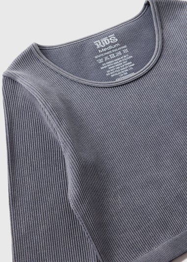 Girls Grey Seamless Long Sleeve Top (7-15yrs)