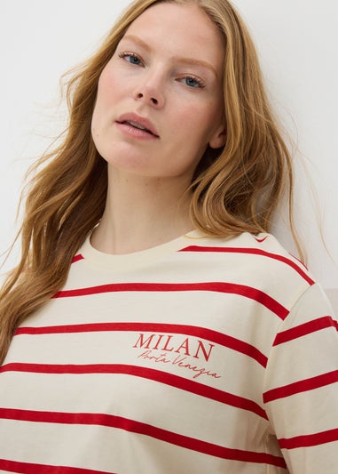 Cream Stripe Milan Long Sleeve Top