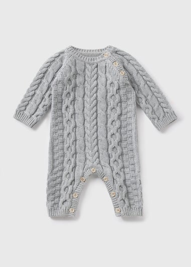 Baby Grey Cable Knit Romper (Newborn-23mths)