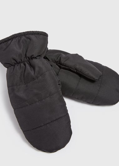 Black Padded Mittens