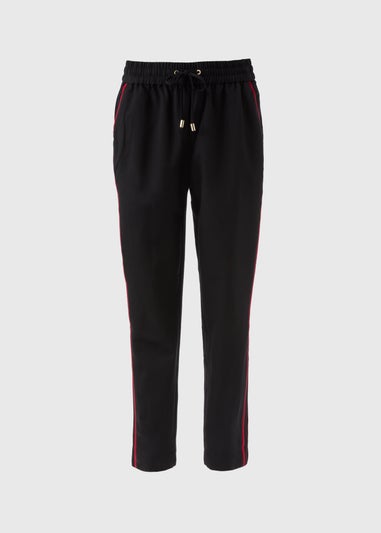 Et Vous Black Side Stripe Tapered Trousers